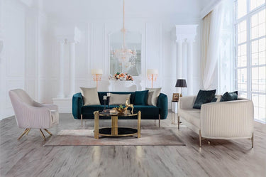Lisbon Glam Velvet Sectional Sofa with Gold Metal Legs and Cushions - Modern Luxury Design - UK Luxury Furniture